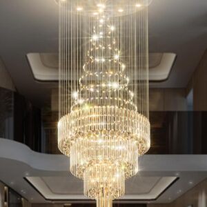 Modern Long Staircase Crystal Chandeliers